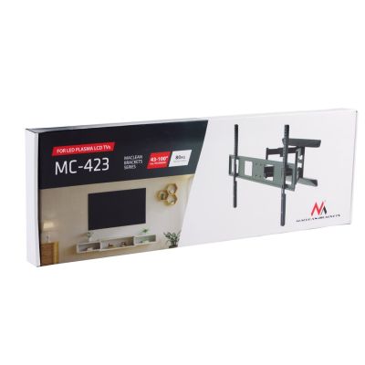 3. MACLEAN TV-WAND, max. VESA 800x600, 43-100", 80 kg, vertikale und horizontale Winkelverstellung, Profil 50-500 mm, Schwarz, MC-423