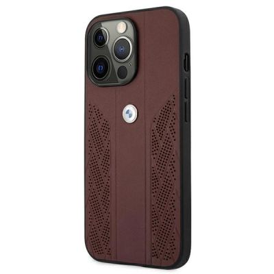 2. BMW Leather Curve Perforate Case für iPhone 13 Pro / iPhone 13 – Rot
