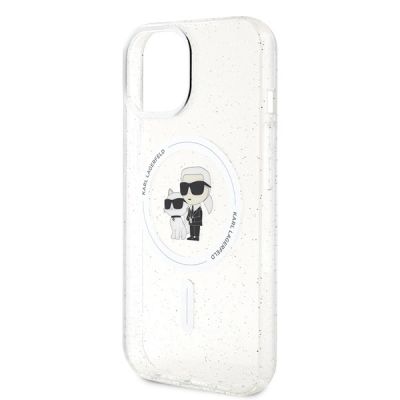 6. Karl Lagerfeld Karl&Choupette Glitter MagSafe Hülle für iPhone 15 Plus – transparent
