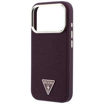 6. Guess MagSafe-Hülle mit genarbtem Dreieckslogo für iPhone 18 Pro Max / 17 Pro Max – bordeauxrot
