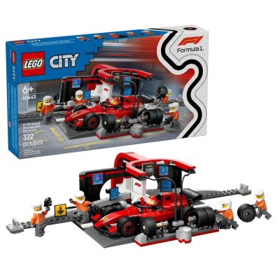LEGO CITY 60443 F1 Boxenstopp und Mechaniker mit Ferrari-Auto