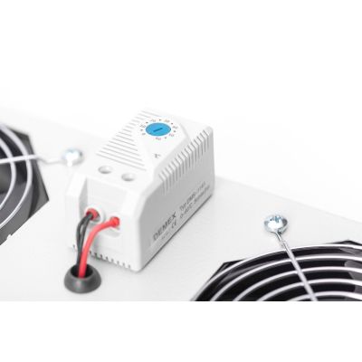 10. DIGITUS Lüftungspanel für 19"-Wandschränke, 2 Lüfter, Thermostat, grau
