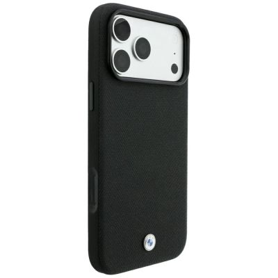 4. BMW Kevlar-Metall-Logo-MagSafe-Hülle für iPhone 18 Pro / 17 Pro – Schwarz