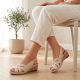 34. Rieker W RKR682 bequeme Ledersandalen beige