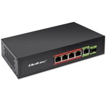 Qoltec SWITCH FAST Ethernet PoE Netzwerk-Switch 4x RJ45 PoE 1x RJ45 Uplink 1x SFP | 65W | 1000 Mbit/s