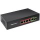 Qoltec SWITCH FAST Ethernet PoE Netzwerk-Switch 4x RJ45 PoE 1x RJ45 Uplink 1x SFP | 65W | 1000 Mbit/s