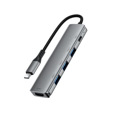 4. Acefast J16 USB-Hub USB-C 5-in-1 HDMI 4K 60Hz PD90W Dockingstation – Grau
