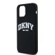 2. DKNY Flüssigsilikon-MagSafe-Hülle mit weißem bedrucktem Logo für iPhone 12/12 Pro – Schwarz