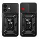 9. Hybrid Armor Camshield iPhone 17 Hülle mit Ständer und Kameraabdeckung - Schwarz