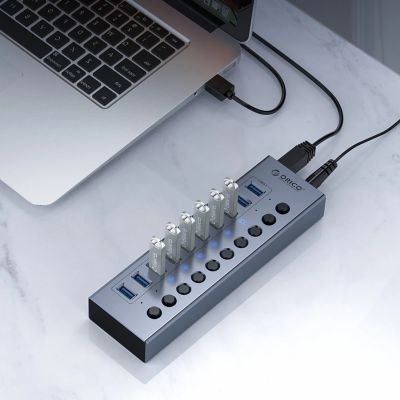 4. Orico BT2U3-16AB Hub 16x USB-A 3.0 mit Schaltern - grau