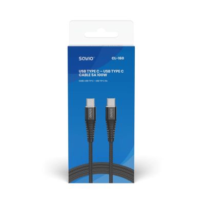 SAVIO USB-C-KABEL – USB-C 5A, 2M CL-160