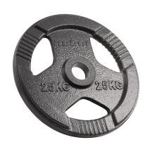 Olympische Gewichtsscheibe aus Gusseisen, 25 kg, 51-mm-Loch, Scheibe mit Griffen, REBEL ACTIVE