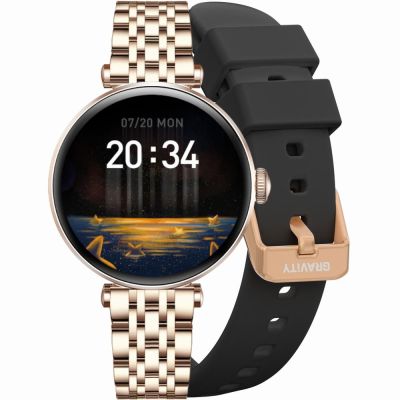 Smartwatch Gravity Roségold Schwarz 2 Armbänder GT26-6