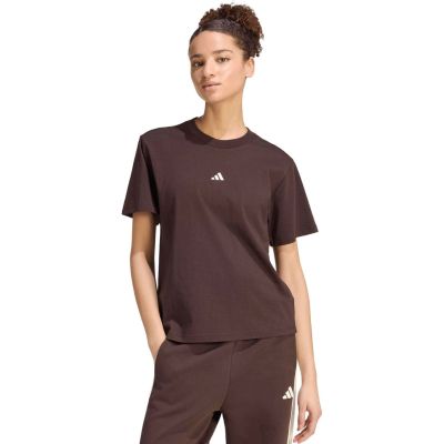 adidas Essentials Damen-T-Shirt mit kleinem Logo, braun, KX0795