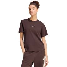 adidas Essentials Damen-T-Shirt mit kleinem Logo, braun, KX0795