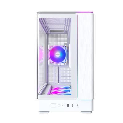 3. Montech KING 15 PRO PC-Gehäuse, Mini-Gehäuse, mATX, gehärtetes Glas, RGB – weiß