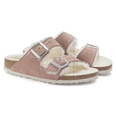 Birkenstock Arizona Suede Leather Shearling Pink Clay LAF Narrow Insulated Flip-Flops (1023258)