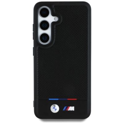3. BMW Leder Tricolor Stripe MagSafe Hülle für Samsung Galaxy S25+ - Schwarz