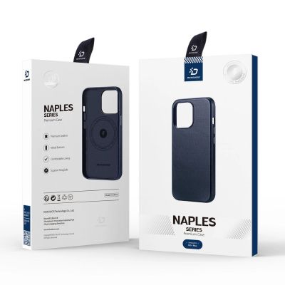 5. Dux Ducis Naples Hülle für iPhone 14 Plus magnetische Lederhülle MagSafe blau