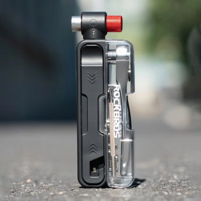 12. Rockbros Multitool-Fahrradwerkzeugset mit CO2-Pumpe und Ratschenschlüssel – Schwarz