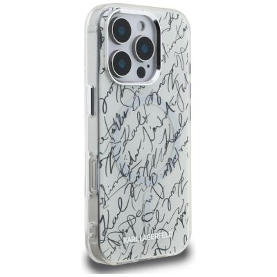 4. Karl Lagerfeld IML Karl Script Pattern MagSafe Case für iPhone 16 Pro - Weiß