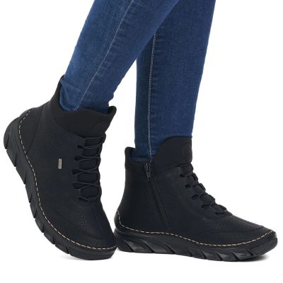48. Gefütterte schwarze Damen-Ankle-Boots Rieker 55069-00