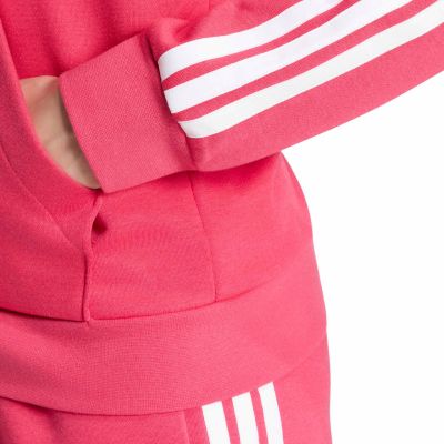 5. adidas Essentials Damen-Fleece-Hoodie mit 3 Streifen und durchgehendem Reißverschluss, Pink KF6272