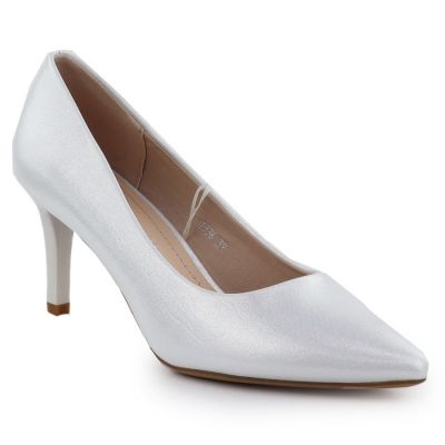 7. Damen-Pumps aus silbernem Satin von Sergio Leone, Modell 1336
