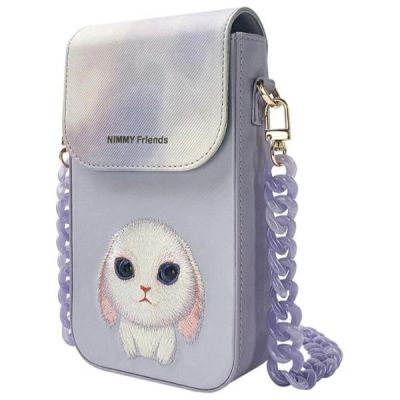 5. Nimmy Big Eyed Pet 2.0 Rabbit 3-in-1 Handytasche + Geldbörse + Tracker-Hülle, Lila