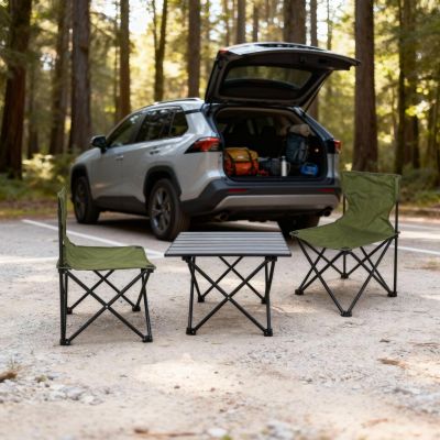 18. Faltbares Touristen-Set 3-in-1 Tisch und 2 Stühle Green Enero Camp