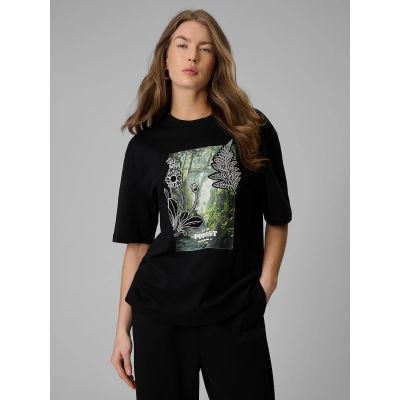 Locker geschnittenes Damen-T-Shirt mit Aufdruck 4F 4FRSS26TTSHF3706-20S