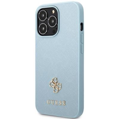 2. Guess Saffiano 4G Small Metal Logo Hülle für iPhone 13 Pro Max – Blau