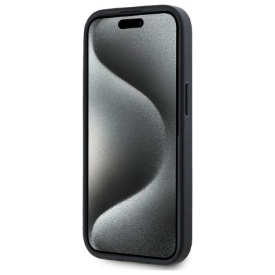 5. DKNY MagSafe iPhone 15 Hülle mit genarbtem Metalllogo – Beige