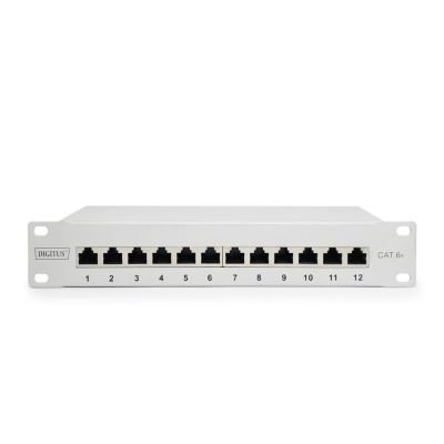 3. Digitus Patchpanel 10'' 12x RJ45, LSA-Level, Cat.6A, geschirmt, 1 HE, grau, Kabelführung