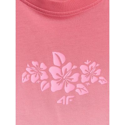 6. Locker geschnittenes Mädchen-T-Shirt mit Aufdruck 4F 4FJRSS26TTSHF4186-90A