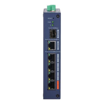 3. Dahua Technology CHS4106-4ET-60 Managed L2 Fast Ethernet (10/100) Netzwerk-Switch mit PoE-Unterstützung, Desktop-Farbe, Blau