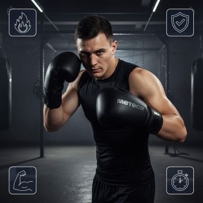 11. Meteor 10 oz Trainingsboxhandschuhe, Klettverschluss, PU