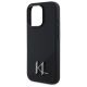 6. Karl Lagerfeld Silikon-Schutzhülle mit Shadow Metal Initialen und MagSafe-Design für iPhone 16 Pro – Schwarz