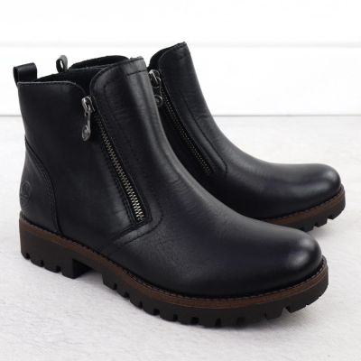 13. Schwarze Damen-Leder-Boots im Worker-Stil Rieker 78556-00