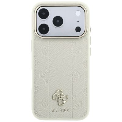 11. Guess Stripe Peony 4G Logo MagSafe Hülle für iPhone 18 Pro / 17 Pro - Beige