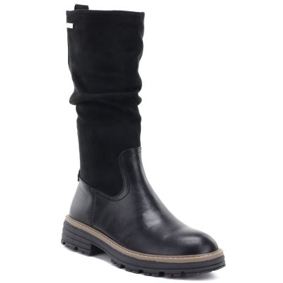 Warme, gerüschte Damenstiefel, schwarz, M.Daszyński SA259-