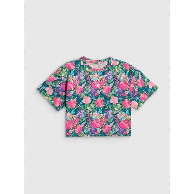 5. Mädchen-T-Shirt mit kastenförmigem Schnitt und Aufdruck 4F 4FJRAW26TTSHF4243-90A