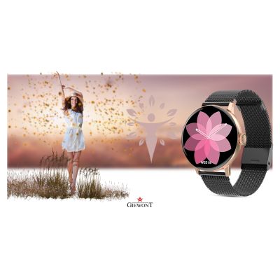 12. GIEWONT Damen-Smartwatch Roségold Schwarz GW330-4