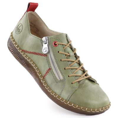 Rieker N2401-54 bequeme grüne Damenschuhe