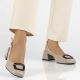 6. Lederpumps mit Blockriemen, beige, Filippo DP6183
