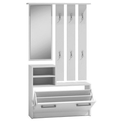 2. KLEIDERSCHRANK - SCHRANK, SPIEGEL, KLEIDERHÄNGER / WEISS GB1