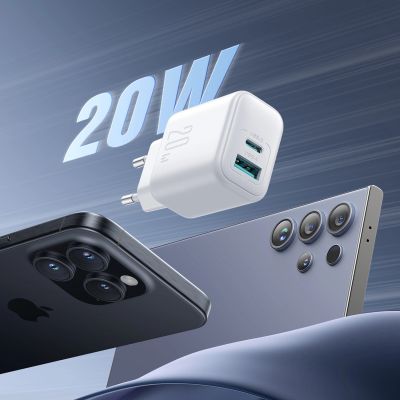 9. Joyroom JR-TCF21 Netzwerkladegerät USB-C / USB-A 20W PD / QC 3.0 - Weiß