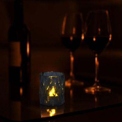 12. Mini-Dekorationslampe 6 cm, grau, warmweiß, 1 LED