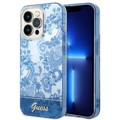 Guess GUHCP14XHGPLHB iPhone 14 Pro Max 6,7" Blau/Blau Hardcase Porcelain Collection