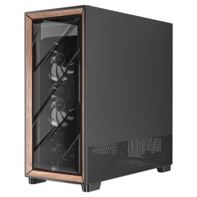 6. Antec FLUX PRO Full Tower Schwarz, Holz